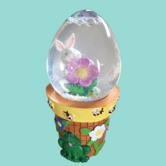 LOT OF ADORABLE VINTAGE EASTER BUNNY FIGURINES & PINK EGG HOLDER ~ HAND-PAINTED - Picture 7 of 12